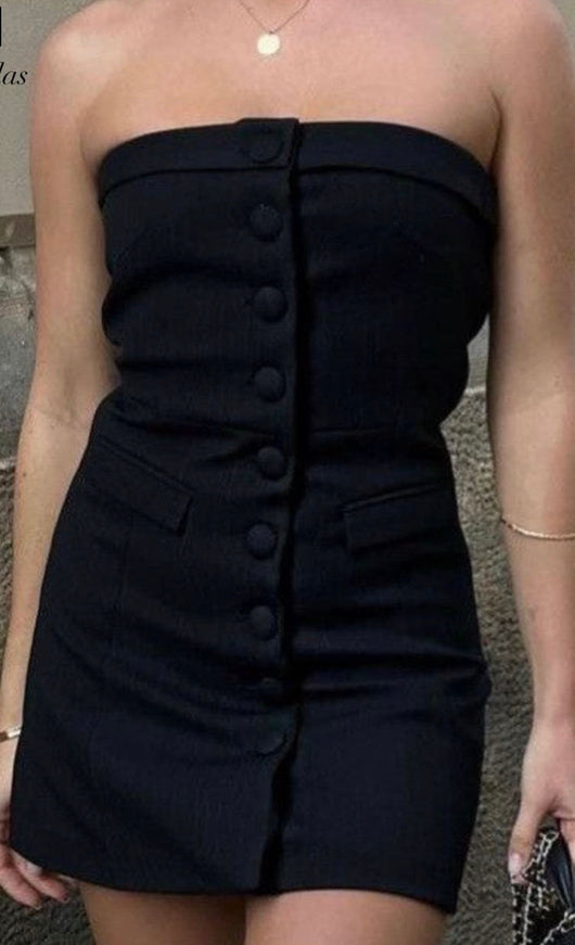 Vestido negro botonado