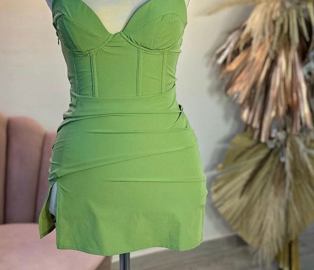 Vestido verde corset